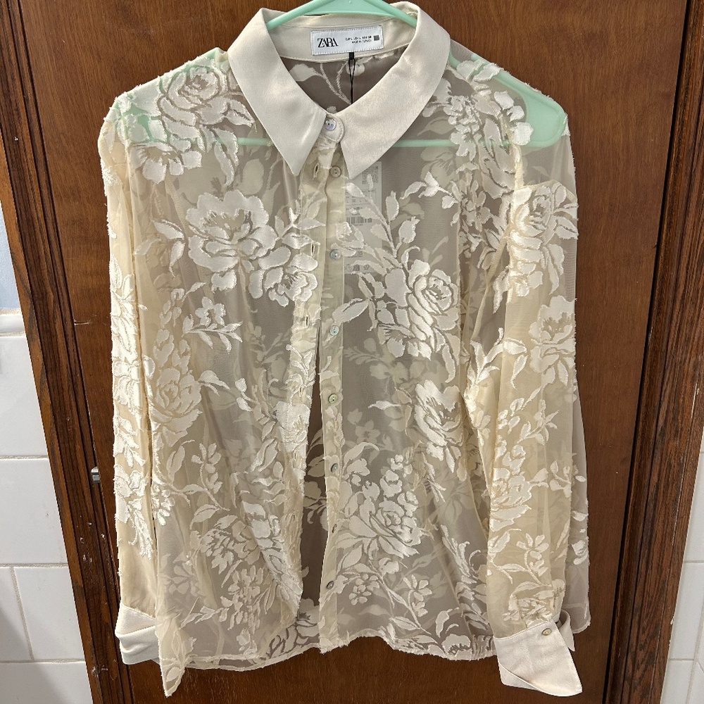 Zara lace button down